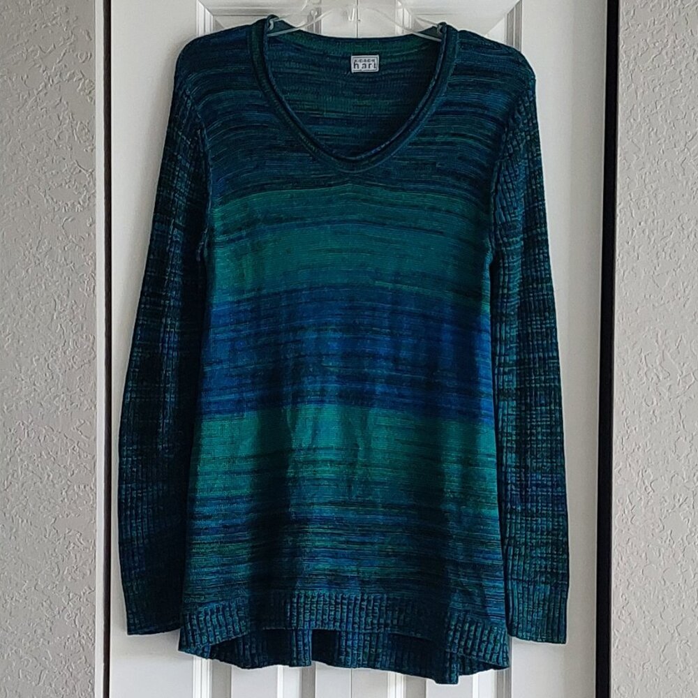 Keren Hart Green & Blue Long Sleeve Sweater Women's Size S